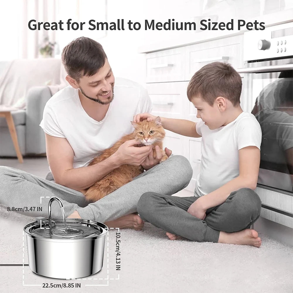 Stainless Steel Pet Water Feeder Cat Automatic Water Fountain USB Electric Mute for Cat Dog Filter Fountain Smart Drinking Bowl