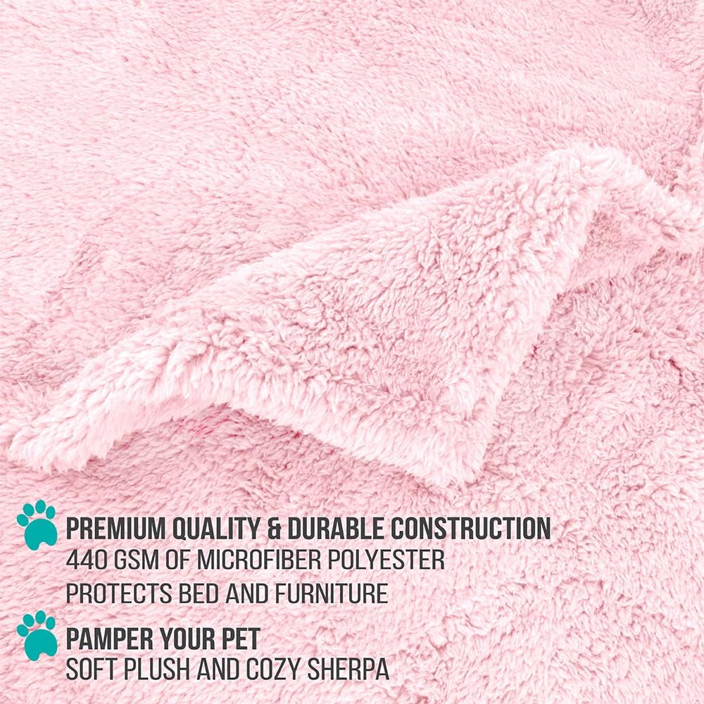 Fluffy Waterproof Dog Blanket for Small Medium Dogs, Soft Warm Pet Sherpa Throw Pee Proof Couch Cover, Reversible Cat Puppy Bed Blanket Sofa Protector, Plush Washable Pad (Pink Blush, 24X32)