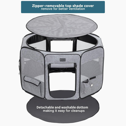 Portable Dog Playpen 36" Portable Pet Play Pens for Small Medium Dogs, Cat Playpen Indoor/Outdoor with Carring Case, Removable Zipper Top and Bottom,Medium (36"X36"X21")