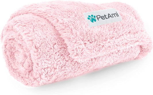 Fluffy Waterproof Dog Blanket for Small Medium Dogs, Soft Warm Pet Sherpa Throw Pee Proof Couch Cover, Reversible Cat Puppy Bed Blanket Sofa Protector, Plush Washable Pad (Pink Blush, 24X32)