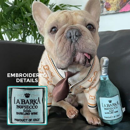 Labarka Pawsecco, Plush Designer Dog Toys with Interactive Squeaker, Stimulating Pet Enrichment, Machine-Washable & Safe Materials for All Breeds, Medium