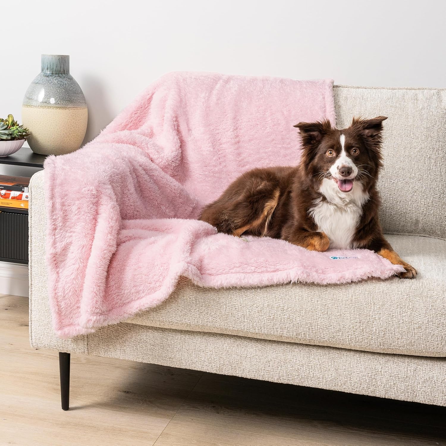 Fluffy Waterproof Dog Blanket for Small Medium Dogs, Soft Warm Pet Sherpa Throw Pee Proof Couch Cover, Reversible Cat Puppy Bed Blanket Sofa Protector, Plush Washable Pad (Pink Blush, 24X32)