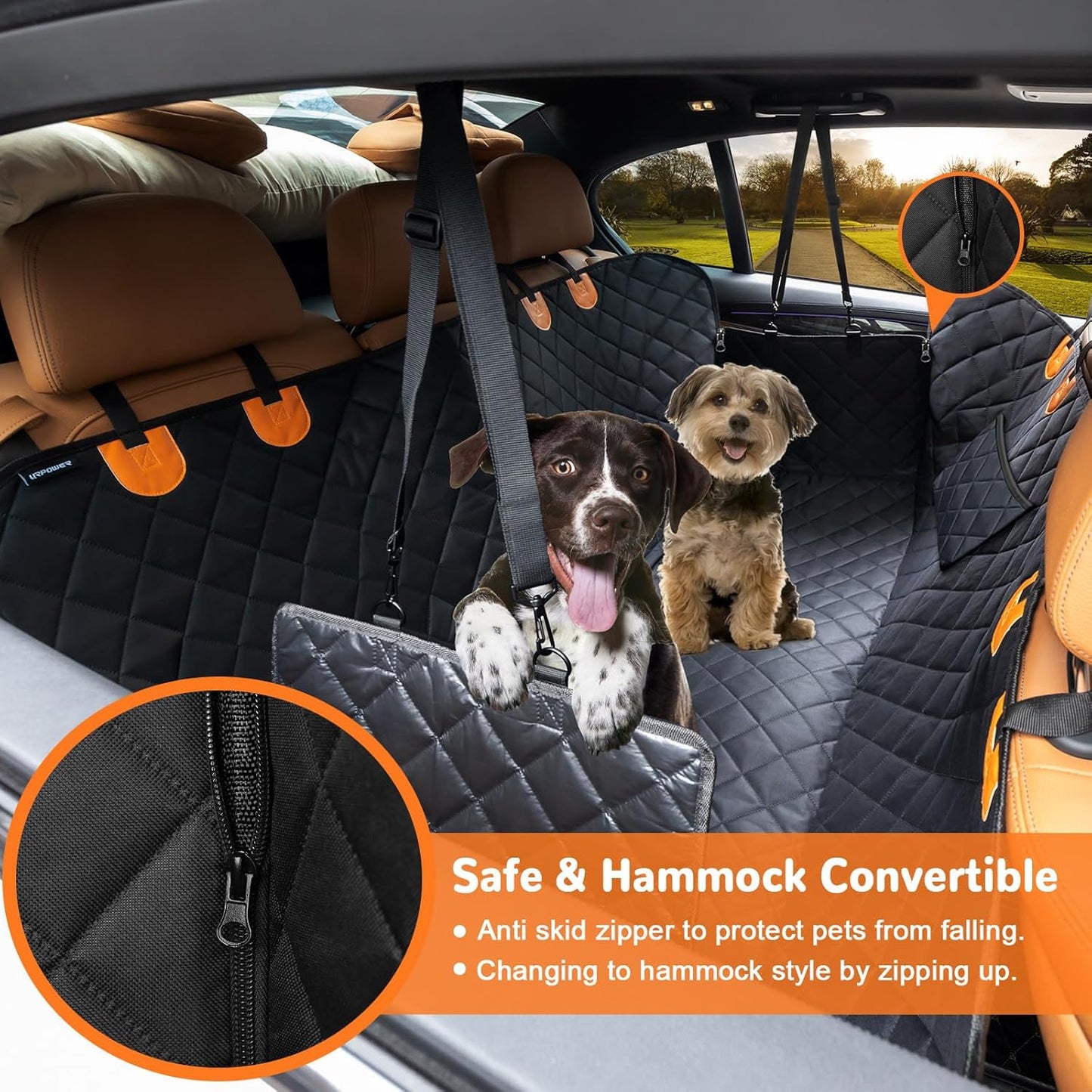 Dog Car Seat Cover for Pets 100% Waterproof Seat Cover Hammock 600D Heavy Duty Scratch Proof Nonslip Durable Soft Back Seat Covers for Cars Trucks and Suvs