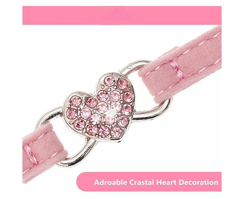 Adjustable Heart Bling Pet Collar