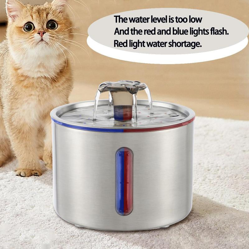 84Oz/2.5L Stainless Steel Cat Water Fountain, Automatic Circulating Filter Cat Water Fountain, Summer Pet Fountain for Indoor, Pet Products, Petkit Automatic Feeder, Cat Stuff