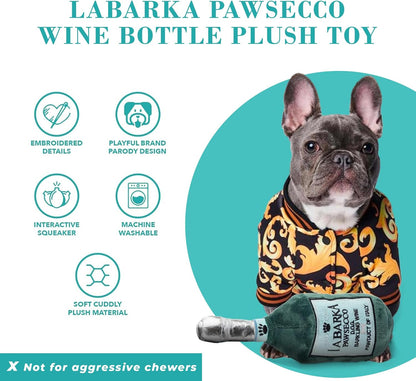 Labarka Pawsecco, Plush Designer Dog Toys with Interactive Squeaker, Stimulating Pet Enrichment, Machine-Washable & Safe Materials for All Breeds, Medium