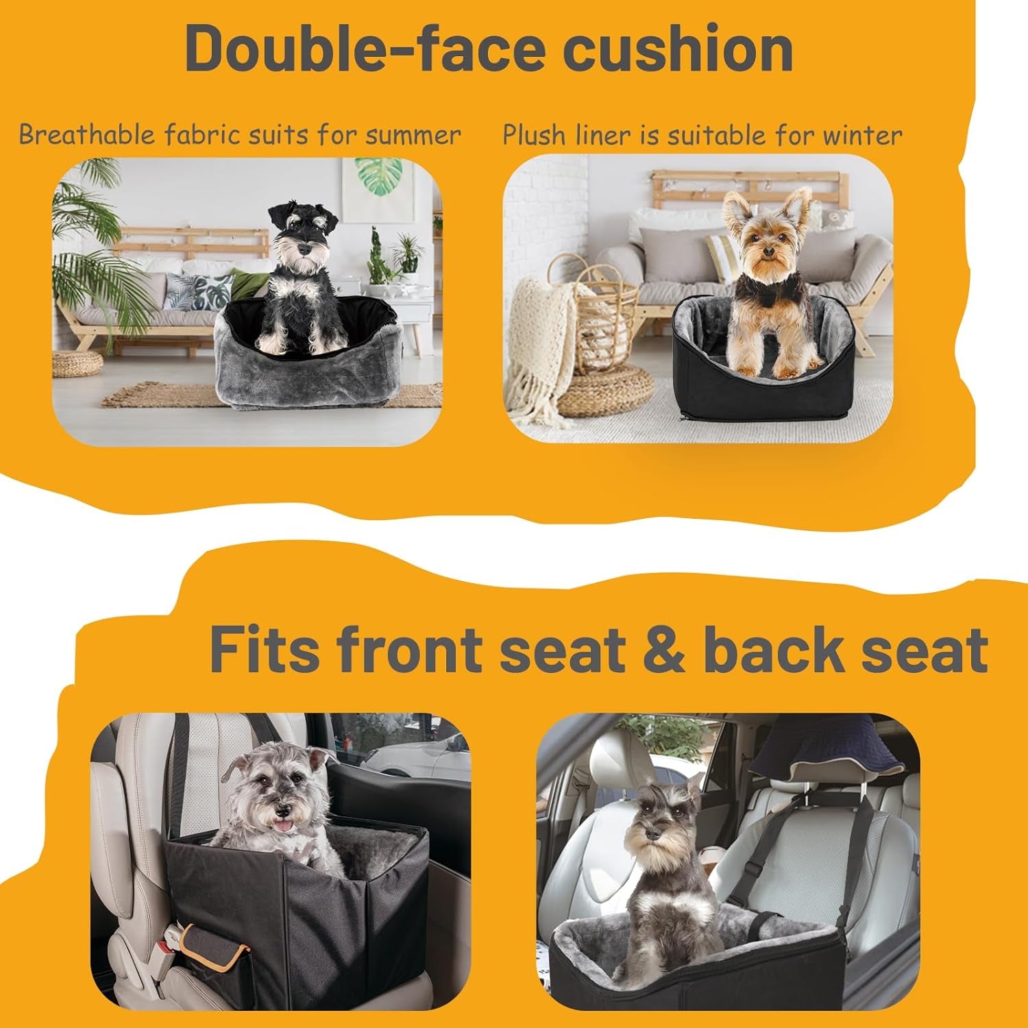 Dog Car Seat for Small Dogs, Elevated Dog Booster Seat Pet Travel Carrier Bed for Car with Adjustable Straps Pet Car Booster Seat for Small Dogs Cats