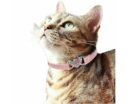 Adjustable Heart Bling Pet Collar